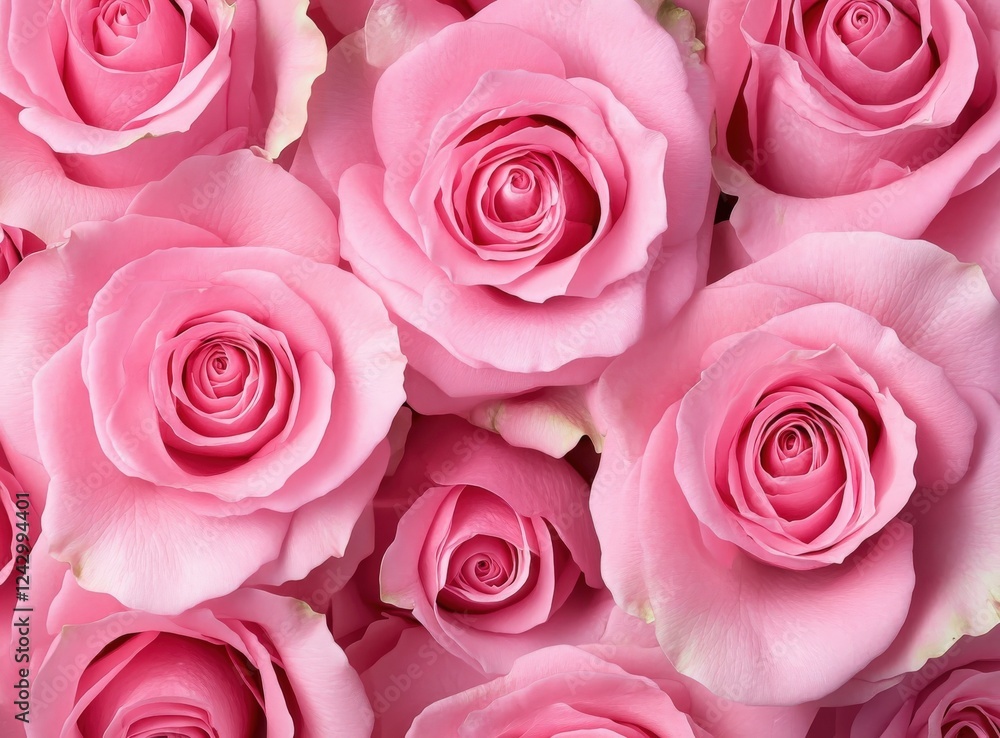 A lovely bunch of beautiful pink roses is neatly stacked on a table A lovely bunch of beautiful pink roses is neatly stacked on a table