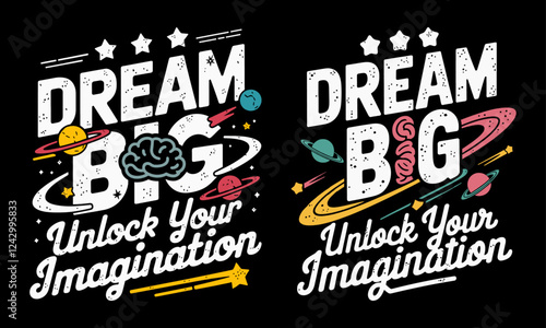 Unlock your creativity with our "Dream Big - Unlock Your Imagination" T-shirt! Featuring vibrant space-themed graphics, this design inspires dreamers and thinkers to embrace their limitless 