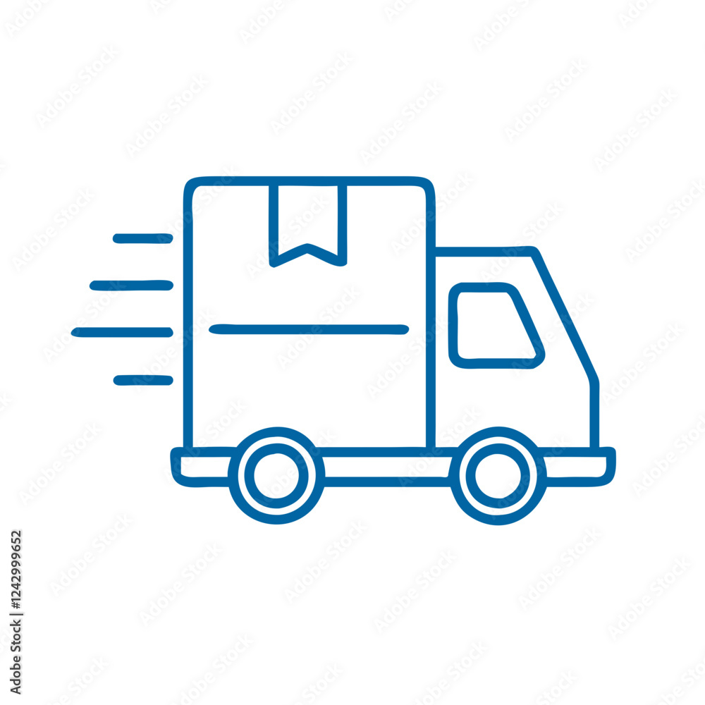 A moving delivery truck representing express shipping and logistics. A moving delivery truck representing express shipping and logistics.