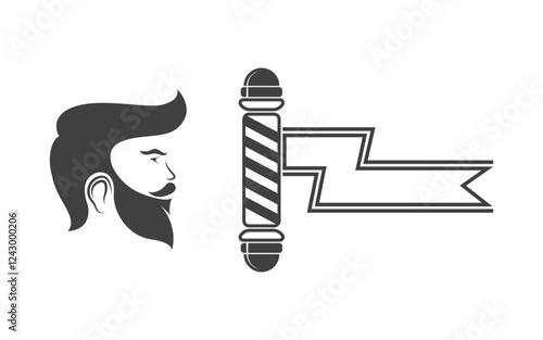 Barber shop element Logo Vector icon design illustration v.1