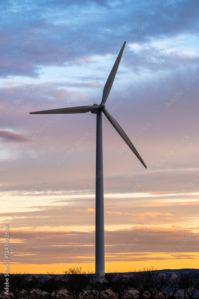 Clean energy production with wind turbines in Teruel, Zaragoza, España. Clean energy production with wind turbines in Teruel, Zaragoza, España.
