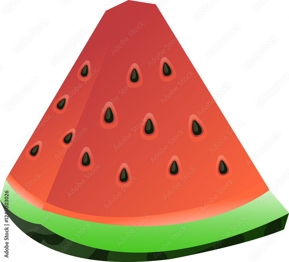 Sliced fresh fruit red meat water melon cartoon illustration image Sliced fresh fruit red meat water melon cartoon illustration image