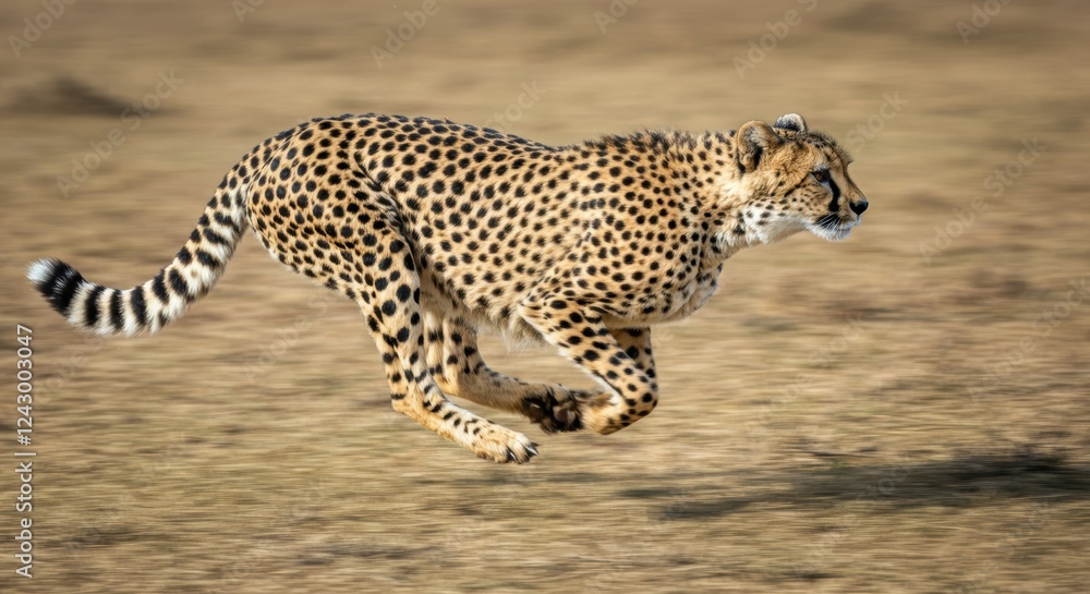 Cheetah sprinting across grasslands Cheetah sprinting across grasslands