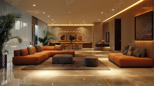 Wallpaper Mural Stylish modern living room design contemporary home interior cozy atmosphere Torontodigital.ca