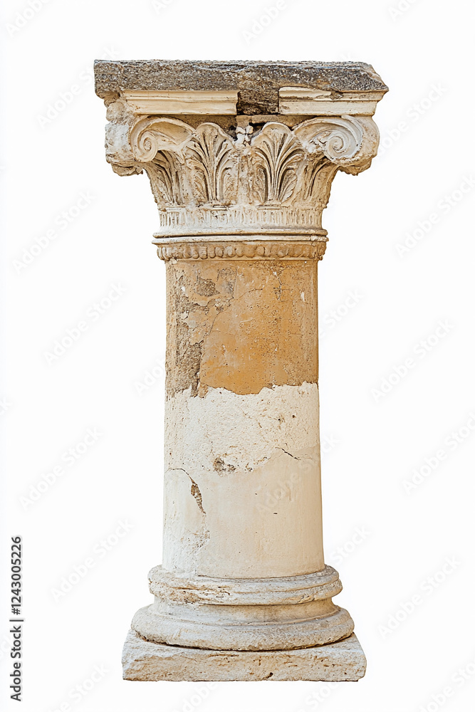 Ruined ancient column showcasing Greek architectural style Ruined ancient column showcasing Greek architectural style