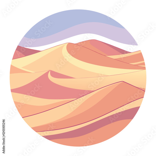  a desert landscape with sand dunes fading into warm hues 