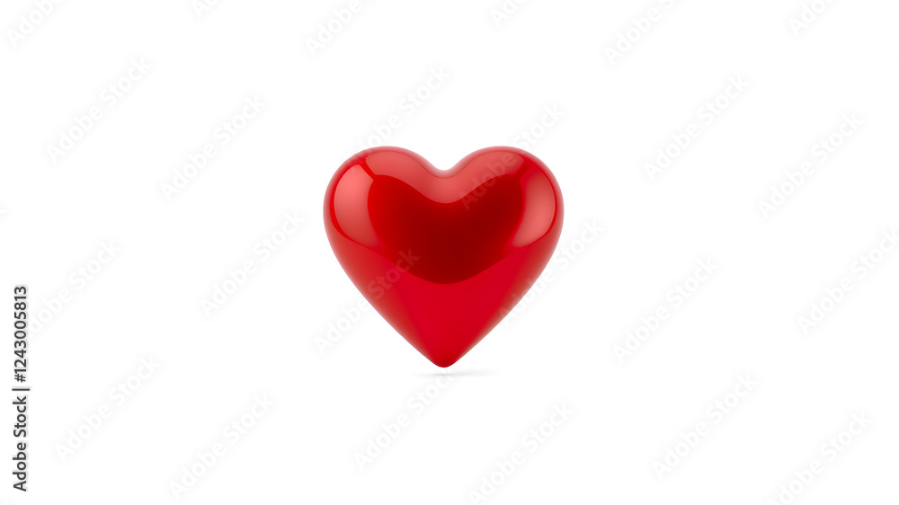 3D glossy red heart on white background. Generative AI 3D glossy red heart on white background. Generative AI