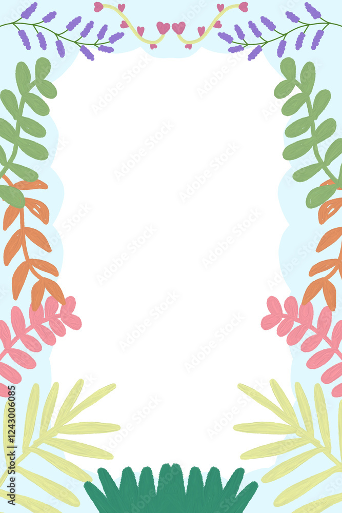 Fototapeta premium frame with flowers and leaves