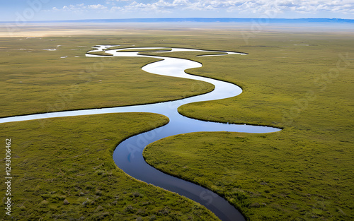 River winding through a wide open plain