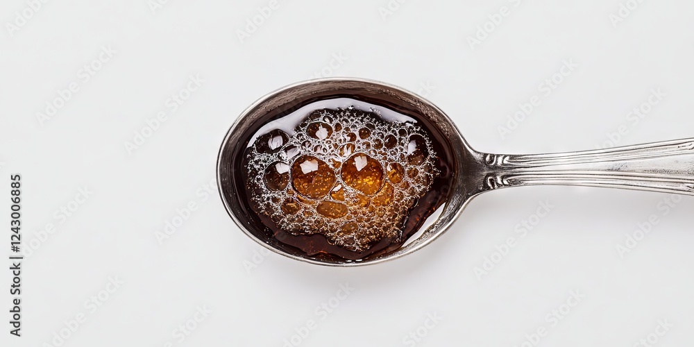 Close Up of Molten Liquid in a Silver Spoon Close Up of Molten Liquid in a Silver Spoon