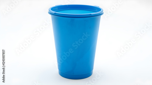 Wallpaper Mural a battered blue plastic cup, on a white background. Generative AI Torontodigital.ca