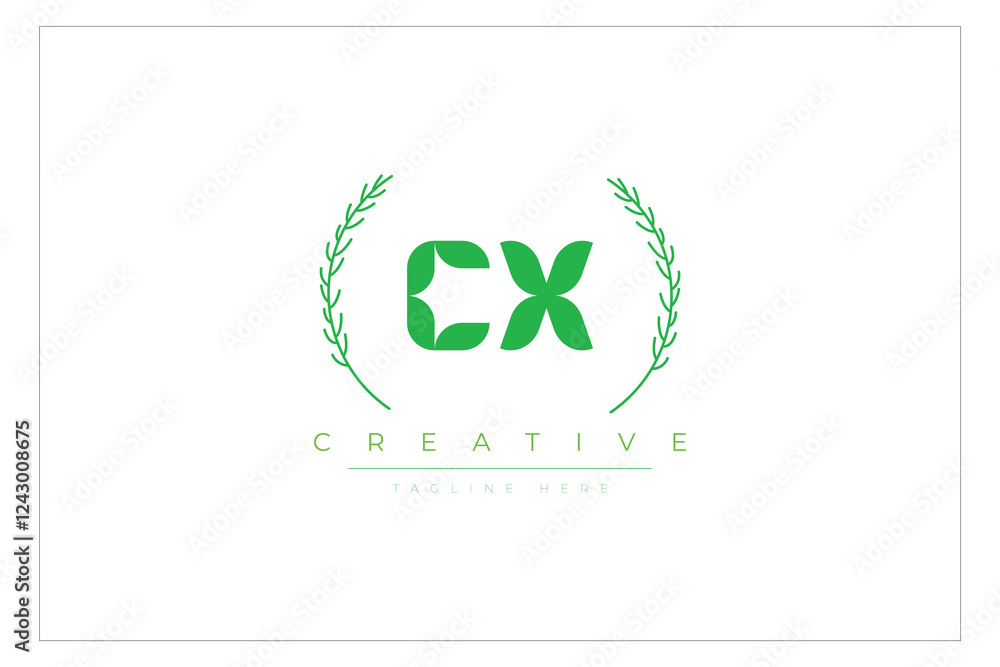 CX letters eco logo with leaf. Fresh nature and healthy leaf logo design. CX letters eco logo with leaf. Fresh nature and healthy leaf logo design.
