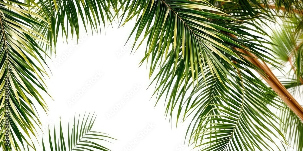 Palm tree branches with elegant curved lines and refined details, curved branches, leaf arrangement Palm tree branches with elegant curved lines and refined details, curved branches, leaf arrangement