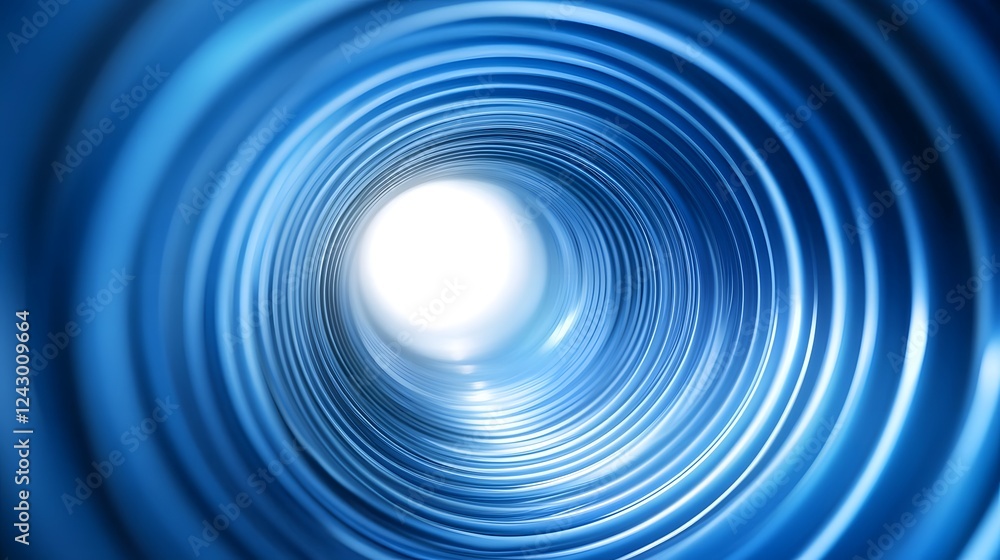Abstract Blue Spiral Tunnel, Light at End Abstract Blue Spiral Tunnel, Light at End