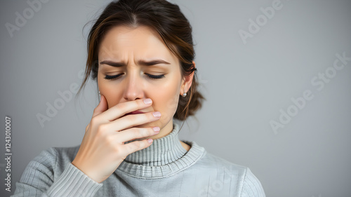 A woman pinching her nose due. Generative AI