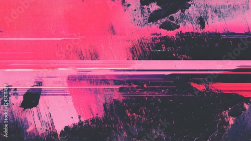 Abstract Glitch Art: Pink, Black Hues