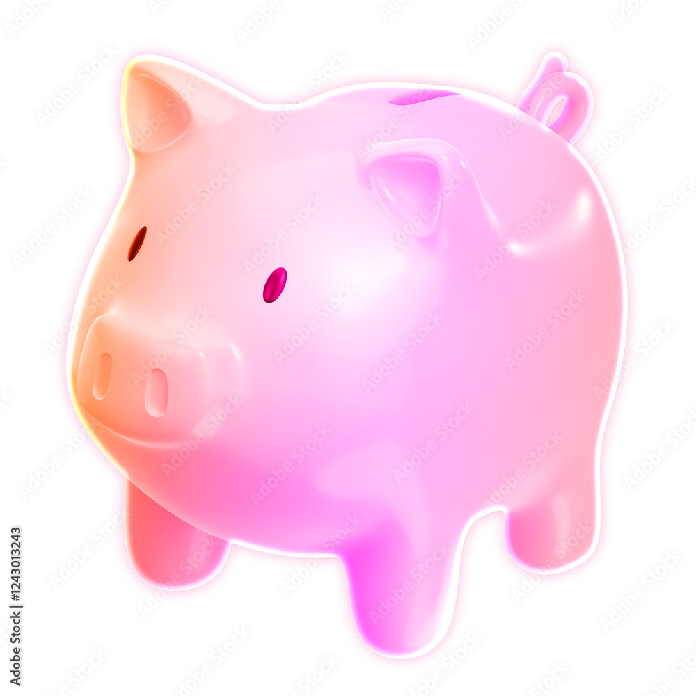 Piggy bank icon png sticker, 3D neon glow, transparent background Piggy bank icon png sticker, 3D neon glow, transparent background