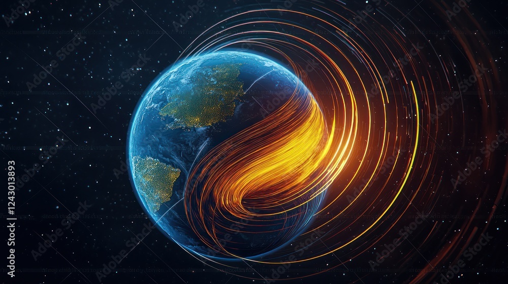 Obraz premium Digital Earth Energy Flow