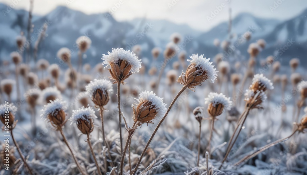 Snow-covered dried flowers with frost during winter storm, winter, snowstorm, floral, beauty, cold Snow-covered dried flowers with frost during winter storm, winter, snowstorm, floral, beauty, cold