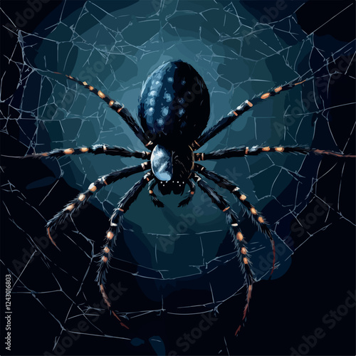 spider, illustration, line, drawing, halloween, retro, fun, creepy, bug, black, cartoon, art, vector, design, web, cute, icon, clipart, background, celebration, spooky, cobweb, fear, element, scary, 