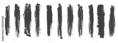 Set of different style black Grunge brush strokes
