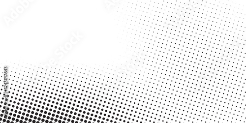 Dot halftone gradient background. Faded grit noise texture. White and black sand wallpaper. Retro pixelated backdrop abstract simple art design