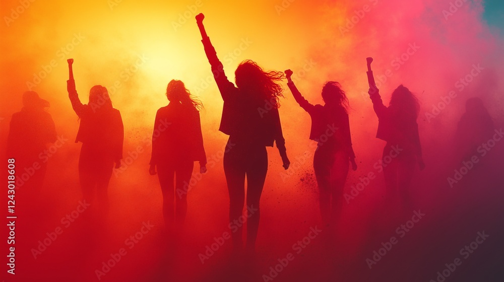 Silhouettes in Colorful Protest Silhouettes in Colorful Protest