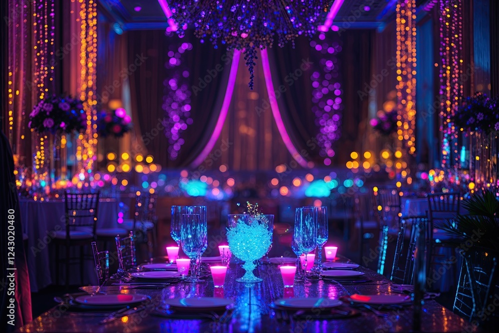 Obraz premium Neon Glow and Shimmering Dark Tones for Stunning Celebrations