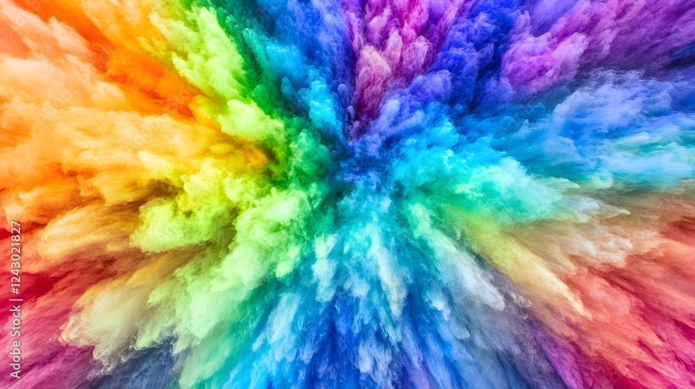 Obraz premium Rainbow Powder Explosion: Vivid Colors Burst