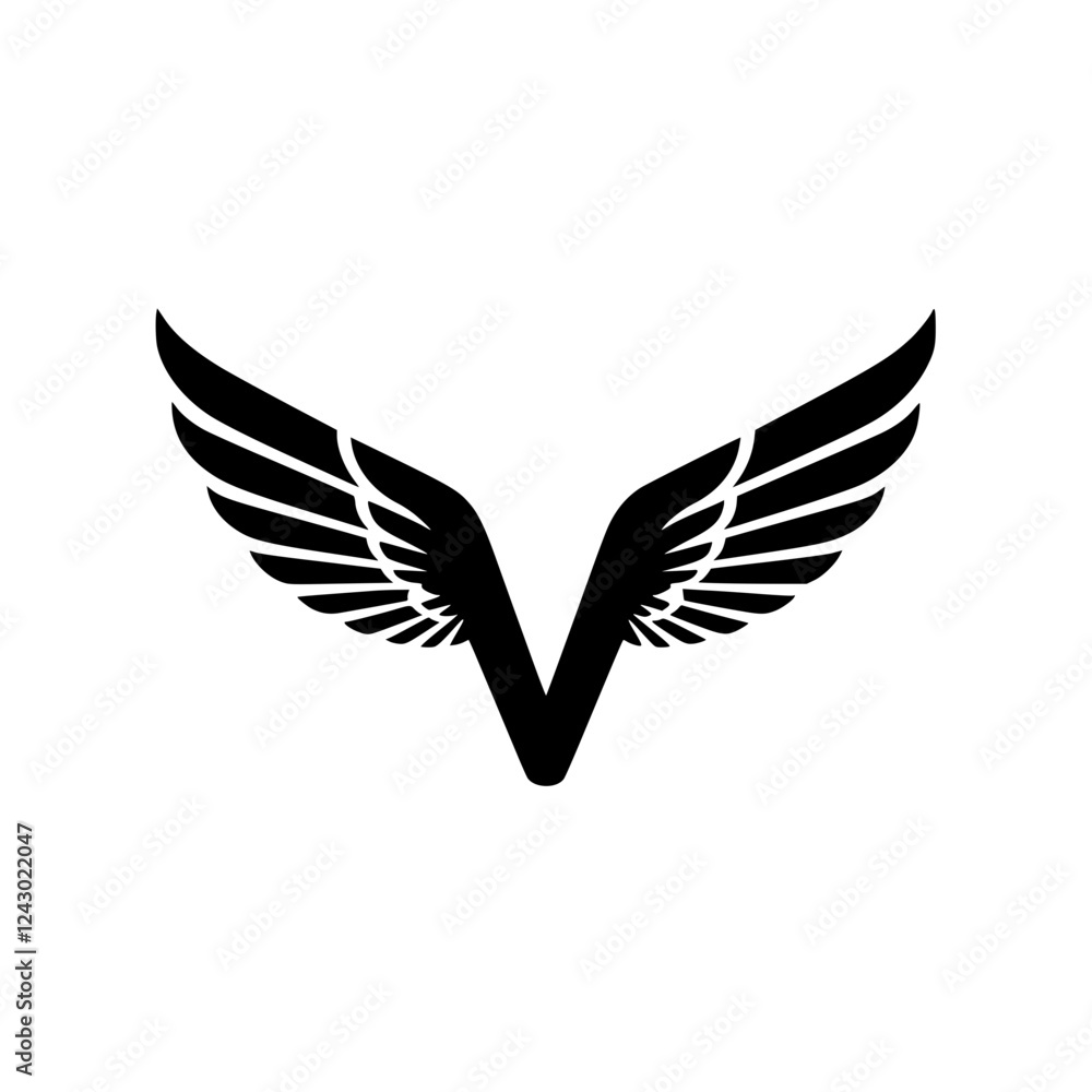 Winged Letter V Black Logo Design, Black letter V with symmetrical wings, forming a bold and stylish logo. Ideal for branding, aviation, business, sports, or creative identity.
Winged Letter V Black Logo Design, Black letter V with symmetrical wings, forming a bold and stylish logo. Ideal for branding, aviation, business, sports, or creative identity.