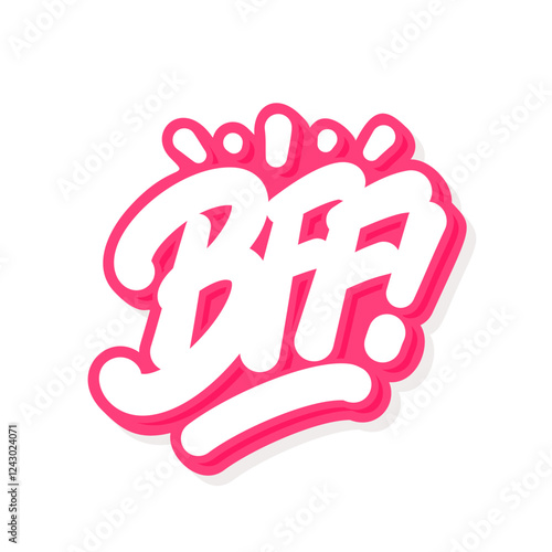 BFF Handwritten Typography Sticker Design.
