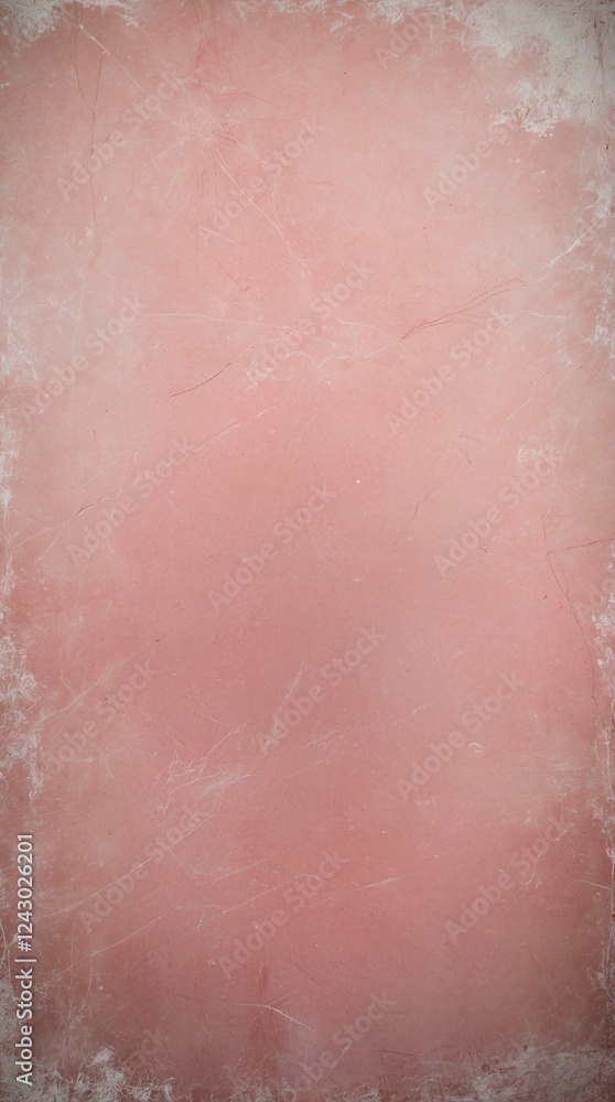 Fototapeta premium Bright pastel pink abstract textured erroded wall background. Grunge concrete texture wallpaper design. Blank dusty paper pattern light vertical stories backdrop. 
