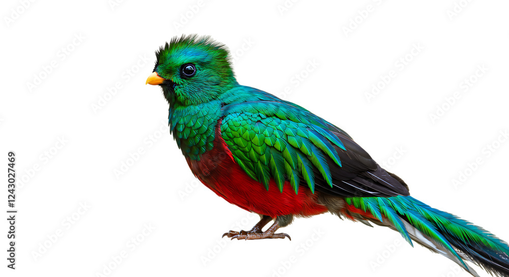 Fototapeta premium Resplendent Quetzal Bird Stunning Green Red Feathers