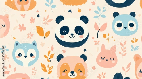 Cute animal illustrations with floral patterns playful designs children's room decor whimsical art photo