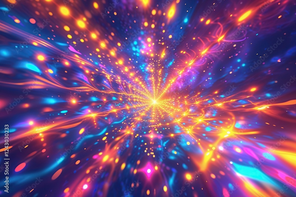 Fototapeta premium Vibrant Whimsical Light Diffraction Texture Overlay for Digital Art and Illustrations