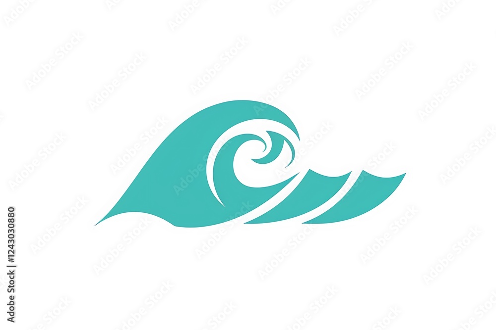 Clean linear icon of a wave, in shades of turquoise. Simple lines, minimalistic and natural design.