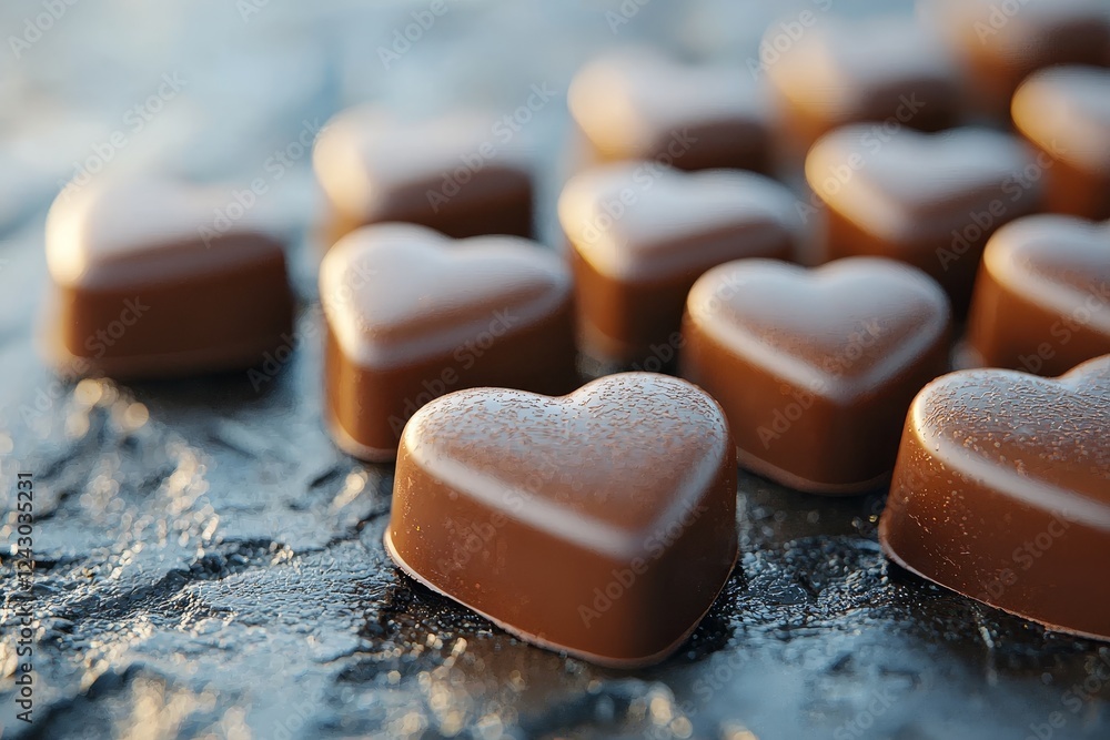 Assorted chocolate hearts arranged beautifully for a romantic celebration or special occasion Assorted chocolate hearts arranged beautifully for a romantic celebration or special occasion