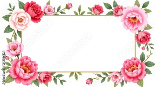 white mockup background for text surrounded by pink flowers