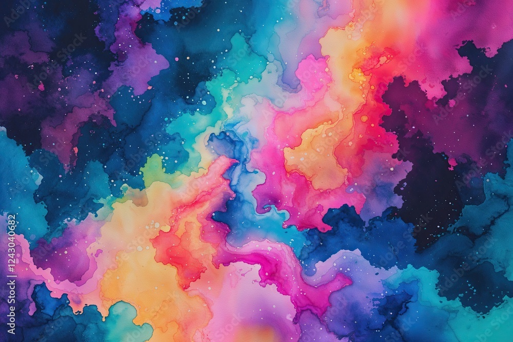 Obraz premium Dreamy Watercolor Gradient Background with Bright Retro 80s and 90s Neon Color Palette