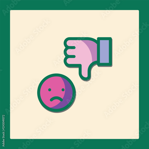 Negative Feedback Icon: Thumbs Down and Sad Emoji