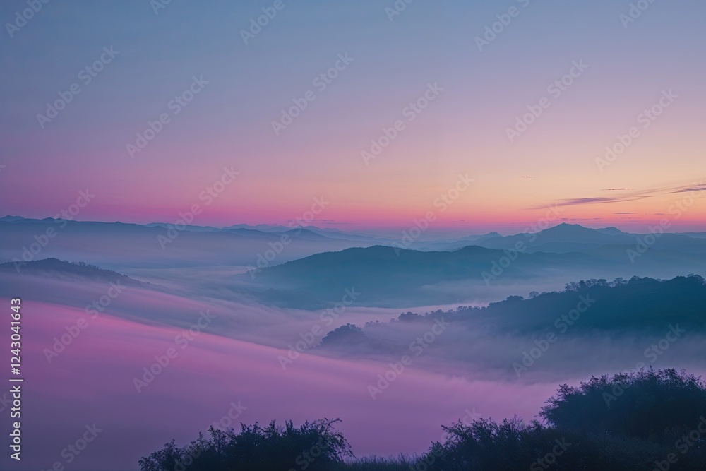 Fototapeta premium Dreamy Twilight Gradient Soft Flowing Film Haze Minimalist Aesthetic Background