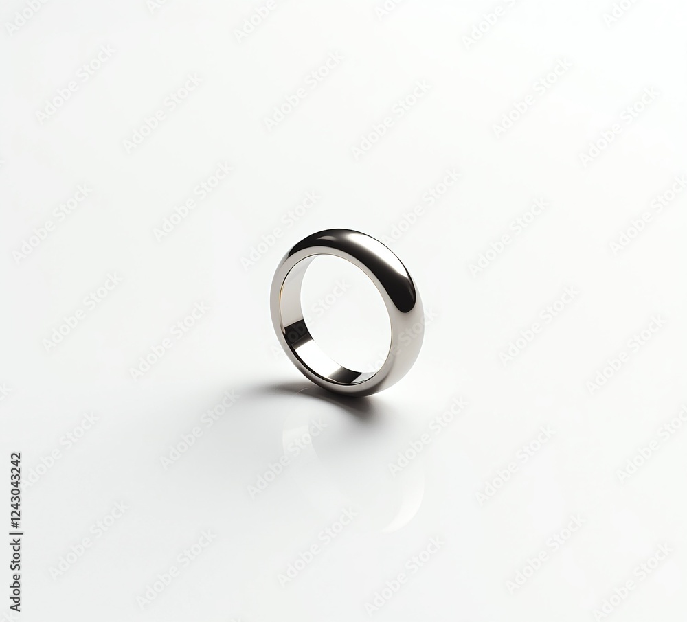 Gleaming Silver Ring on White Background Gleaming Silver Ring on White Background