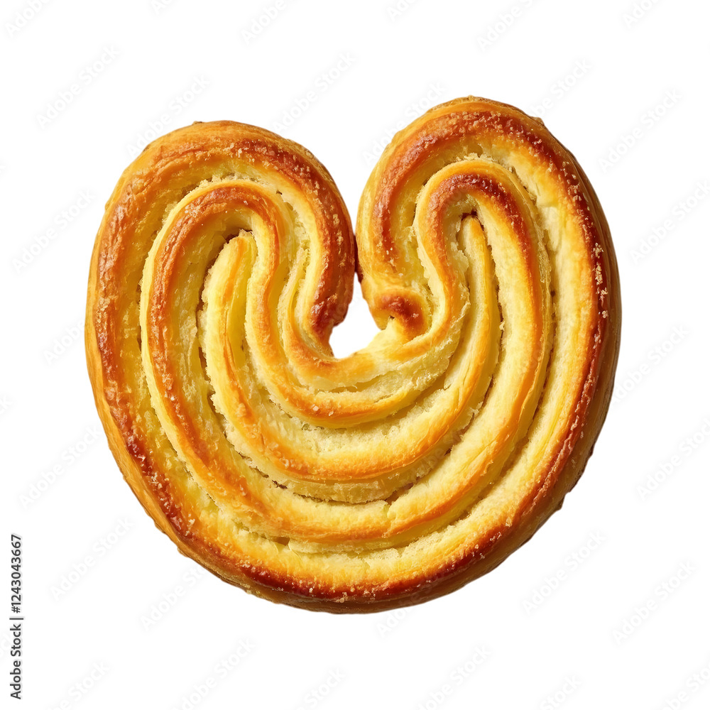 Golden Palmier Puff Pastry Cookies isolated on transparent background Golden Palmier Puff Pastry Cookies isolated on transparent background