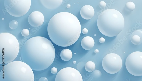 Wallpaper Mural Suaves formas esféricas de color azul y blanco, que se asemejan a burbujas o bolas, llenan el marco sobre un fondo azul claro Torontodigital.ca