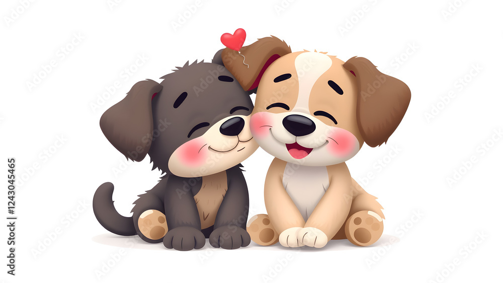Fototapeta premium Pet love in 3d style on white background. Vector illustration. Generative AI