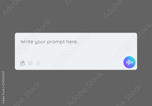 prompt search bar for AI artificial intelligence large language model user interface design voice search button engineering prompts