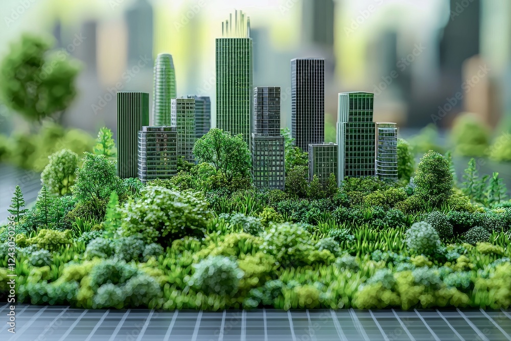 Fototapeta premium Green Building Practices in Eco-Friendly Construction: Digital Innovations in Architectural Blueprints