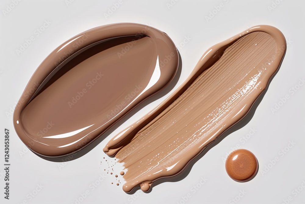 Taupe and Tan Cosmetics Smear: Polished Concealer Gel and Luminous Texture Sample on White Background Taupe and Tan Cosmetics Smear: Polished Concealer Gel and Luminous Texture Sample on White Background