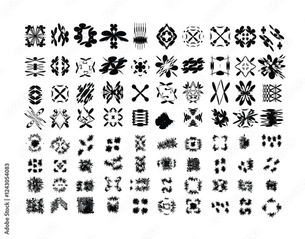 Vector Graphic Assets Set. Bold modern Shapes for Posters Template, flyers, clothes, social media, graphic design, sticker, In Y2k style, Futuristic, Anti-design, Digital Collage, Retro Futurist