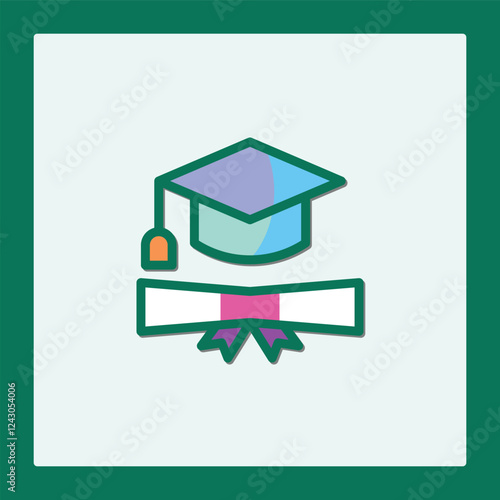 Wallpaper Mural Graduation Cap and Diploma Icon: Academic Achievement Symbol Torontodigital.ca